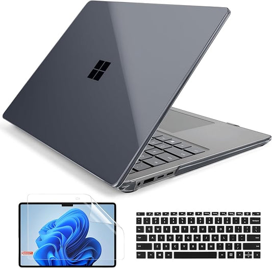 Batianda Crystal Case for Microsoft Surface Laptop 15-inch 7th Edition Copilot+ PC 2024 2025 Release Lightweight Durable Scratch-Resistant Easy Install, with Keyboard Cover & Screen Protector, Black