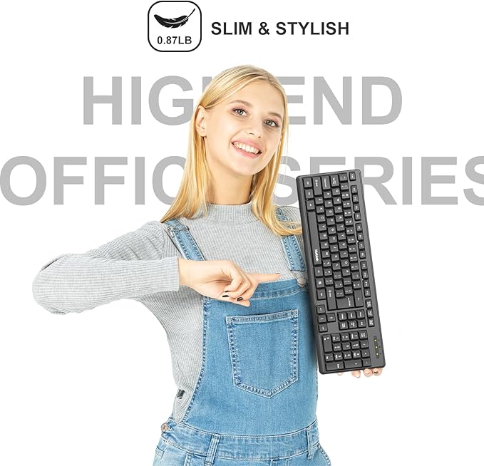 Wired Computer Keyboard, Full Size USB Quiet Keyboard with Number Pad,Slim Compact Soft Basic Laptop Keyboard for Windows PC Office Desktop (Black)
