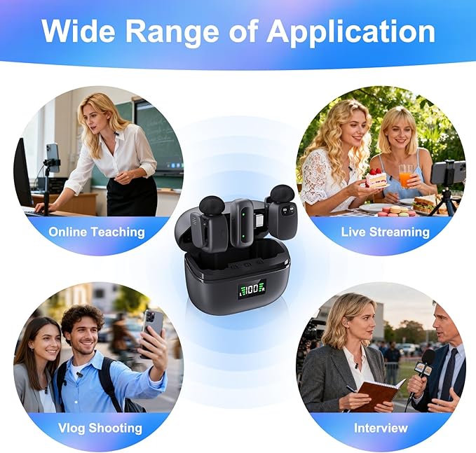 5g Mini Microphone for iphone17/16/15 Android, iPad. Lavalier Microphone Offers Super Crystal Sound, Newly Upgraded Noise Reduction Phone Mic for TikTok YouTube Podcast Vlog
