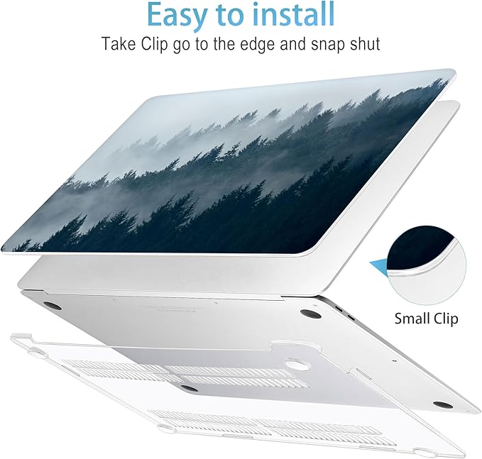 Mektron for MacBook Air 13 inch Case 2021-2018 Release A2337 M1 A2179 A1932, Plastic Hard Shell Case Only Compatible with MacBook Air 13 inch Retina Fits Touch ID, B-Misty Forest C132