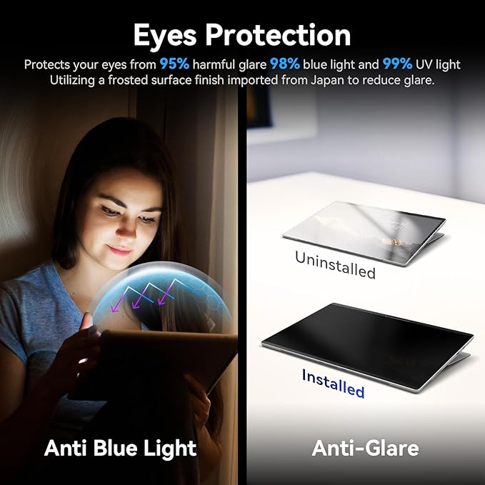 Magnetic Privacy Filter Compatible with Microsoft Surface Pro 10 (2024) / Pro 9 (2022) / Pro 8 (2021) / Pro X (2021, 2019), 13 Inch Removable Anti Spy Glare Blue Light Privacy Screen