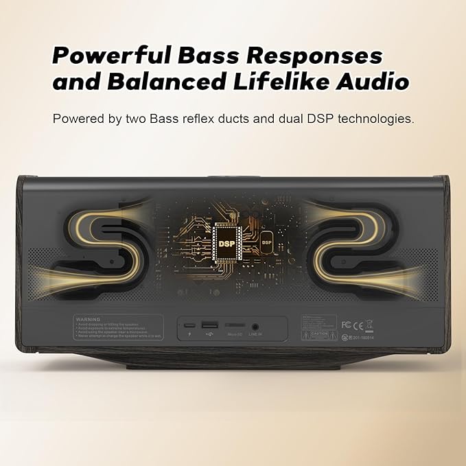 DOSS SoundBox Ultra Bluetooth Speaker with 2.1 Channel Audio, 80W Superior Sound with Deep Bass, Two DSP Technologies, 18H Playtime, BT 5.3, Wireless for Home, Office, Livingroom-Grey