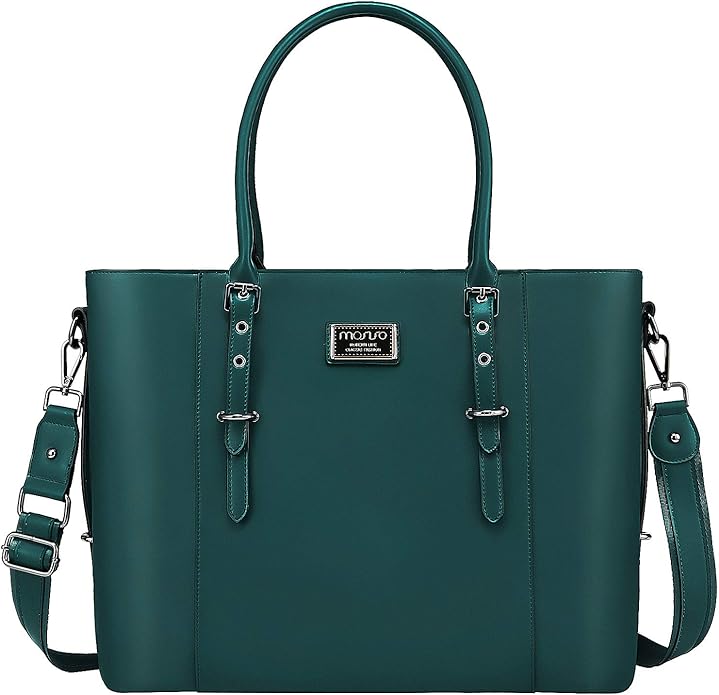 MOSISO Laptop Bag for Women, Waterproof Vintage PU Leather Briefcase Shoulder Computer Laptop Tote Bag for Office Work