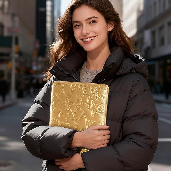 14 inch Laptop Sleeve Case for 14" MacBook Pro M5 Pro/Max (2026), Surface Laptop Studio 2, ThinkBook 14 Gen 8, IdeaPad 3i, Inspiron 14, 14.5" XPS 14, HP ThinkPad Notebook Bag Cover, Gold