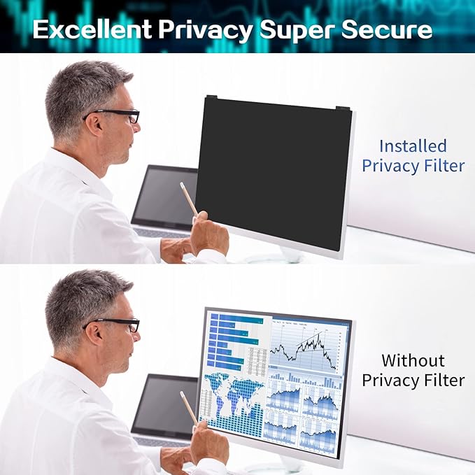 Computer Privacy Screen Filter 27 Inch, 9H Hardness Hanging Computer Screen Privacy Shield Compatible with 16:9 Widescreen Monitor, Eye Protection and Blue Light Blocks