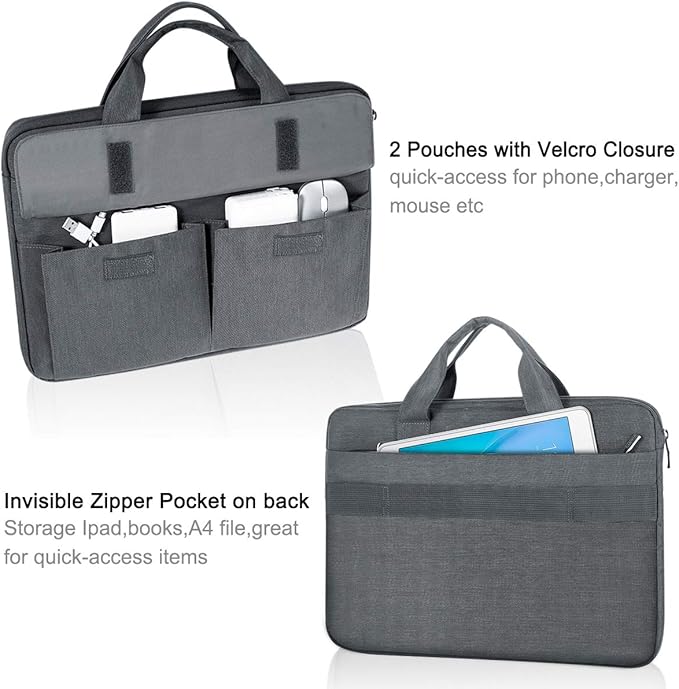 LANDICI Laptop Bag Case 13 14 inch with Shoulder Strap, Slim Waterproof Computer Sleeve Cover Compatible with MacBook Air 13/13.6 M1 M2 M3 M4, MacBook Pro 13/14, Chromebook 14, Grey