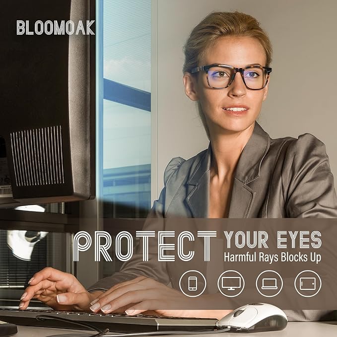 Bloomoak 100% Red Lens Blue Green Light Blocking Glasses- Dual AR Coatings Sleep Glasses Before Bed - Anti Glare, Fatigue