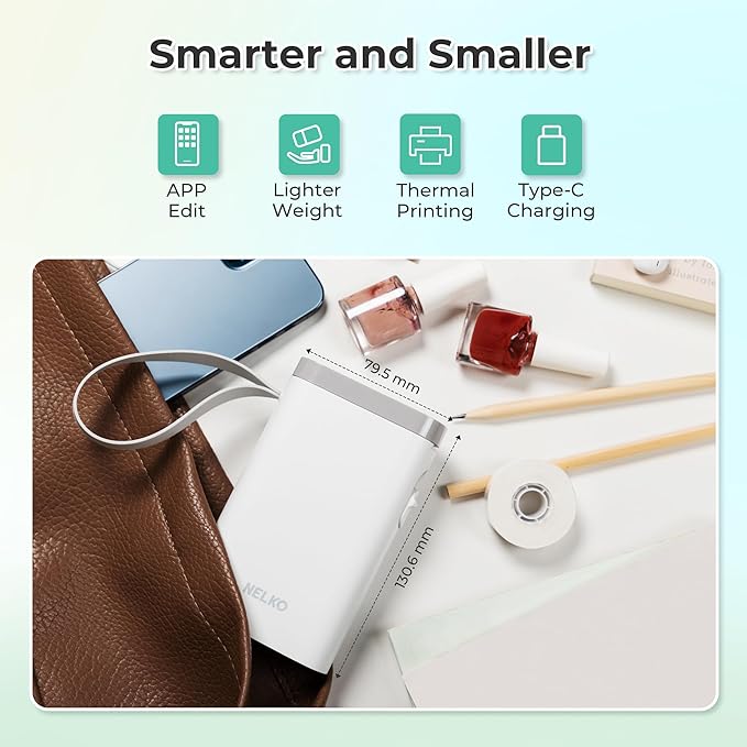 Nelko Label Maker Machine with Tape, P21 Bluetooth Label Printer with 3 Tapes, Wireless Mini Label Makers with Multiple Templates Icon Font Custom for School Office Home, White