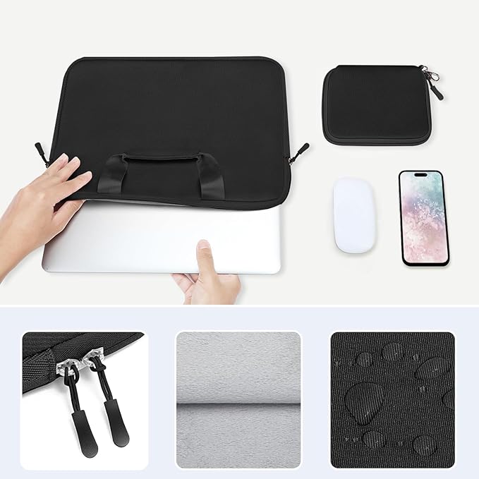 MOSISO Laptop Case 16 inch, 15-15.6 inch Laptop Sleeve Bag Compatible with MacBook Pro 16, HP Acer Dell Lenovo ASUS, Neoprene Carrying Computer Bag with Handle&Detachable Small Case, Black