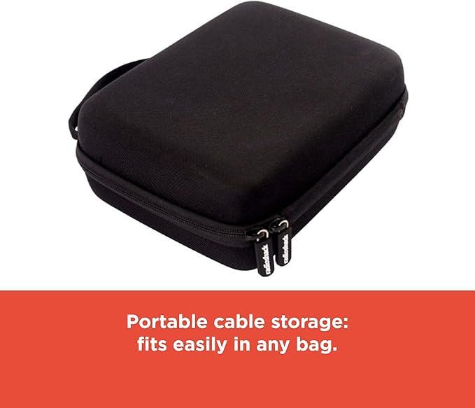 RadioShack Small Cable Organizer Travel Case, Bag Organizer for Phone Charging Cords, HDMI Cables, and More, Black