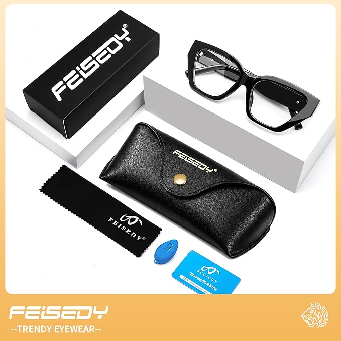 FEISEDY Women Cat Eye Blue Light Blocking Glasses Trendy Cateye Design for Daily Wear B0350