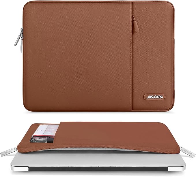MOSISO Laptop Case 15 inch, 15 inch Laptop Sleeve Compatible with MacBook Air M5 A3448 M4 A3241 M3 A3114 M2 A2941 2026-2023, Dell XPS, Polyester Vertical Computer Sleeve Bag with Pocket, Caramel Brown