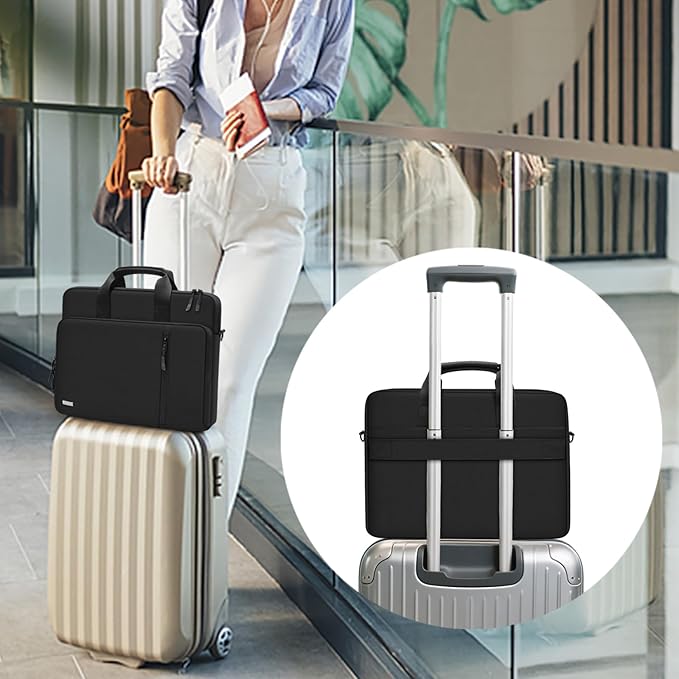 TECOOL 15.6 16 Inch Laptop Bag, 360 Protective Case Messenger Bag Computer Sleeve with Shoulder Strap Waterproof Briefcase for 15.6 16 Inch Acer ASUS Lenovo HP Dell Laptop, MacBook Pro 16, Black