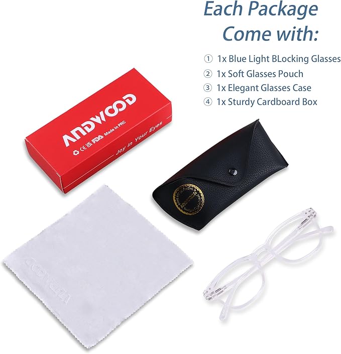 ANDWOOD Blue Light Blocking Glasses Women Men Computer Small Face Clear Bluelight Blocker Eyeglasses Frame