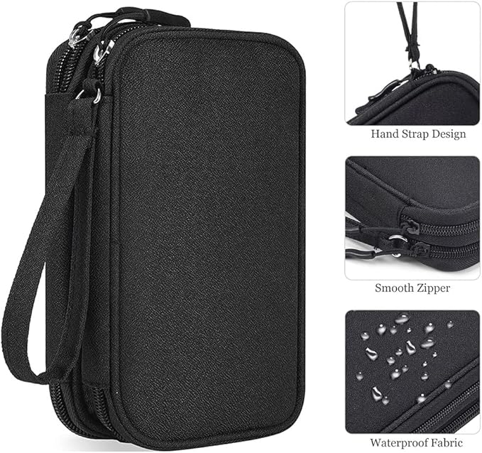 Electronics Accessories Organizer Bag, Portable Tech Gear Phone Accessories Storage Carrying Travel Case Bag for Charger USB Cables SD Memory Cards Earphone Flash Hard Drive – Black