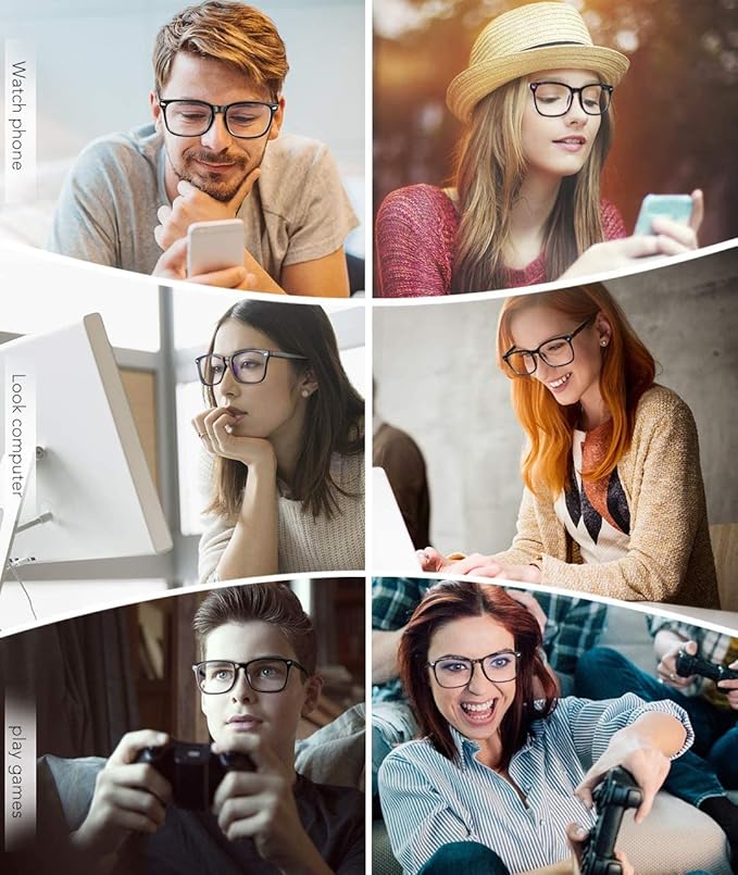 MEETSUN 3-Pack Blue Light Blocking Glasses, Anti Eye Strain Headache (Sleep Better), Computer Glasses UV400 Lens (Black + Brown Gradient + Leopard)