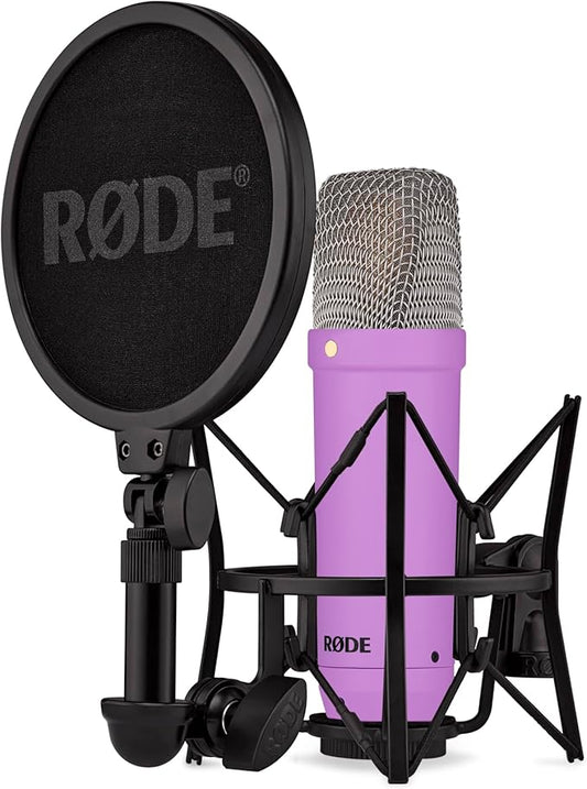 RØDE NT1 Signature Series Large-Diaphragm Condenser Microphone with Shock Mount, Pop Filter and XLR Cable for Music Production, Vocal Recording, Streaming and Podcasting (Purple)