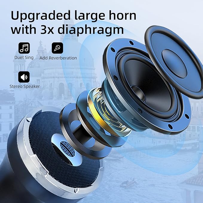 YF79 Wireless Bluetooth Microphone with 20W High Power, DSP Chip for Clear Sound, Dual Mic Connectivity for Duet Singing, One-Click Vocal Reduction for Karaoke, Portable Design with Loud Volume(Black)