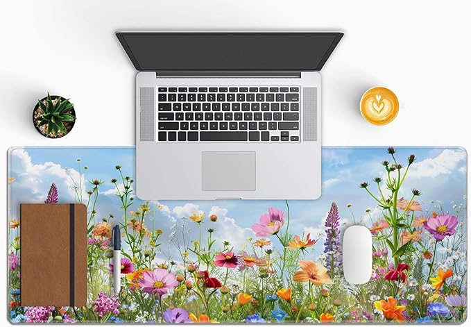 Flowers in Garden Large Gaming Mouse Pad Keyboard Desk Pad Extended Mouse Pad Gaming Office Decor, PC Laptop Mouse Pads Large (31.5x151.8 in) with Stitched Edges Non-Slip Base Mousepad XL