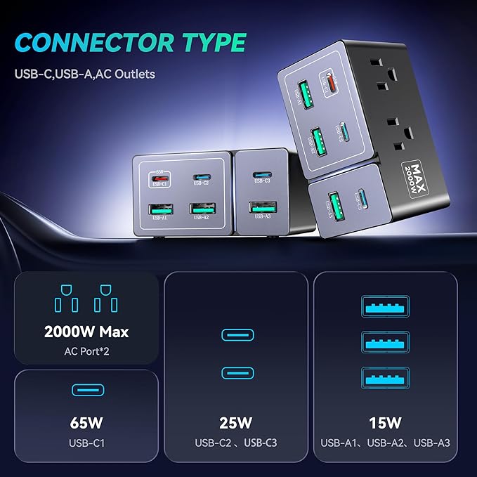 160W 8-in-1 Charging Station for Multiple Devices - Phone, Tablet, Smartwatch, for Home, Office