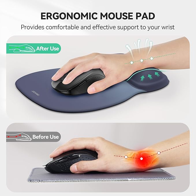 TECKNET Gel Mouse Pad with Wrist Rest, Ergonomic Office Mousepad with Wrist Support - Non-Slip & Smooth Surface Comfortable Desk Accessories Mat for Office, Gaming and Study - Gradient Color