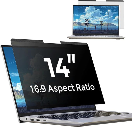 Magnetic Laptop Privacy Screen 14 inch for 16:9 Privacy Shield, 14" Removable Computer Monitor Anti Glare Protector Blue Light Filter, Compatible with HP/Dell/Acer/Lenovo/Samsung/ASUS (12.2x6.9inch/ W x H)