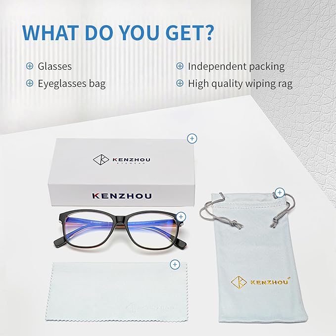 K KENZHOU Blue Light Glasses for Woman Men Bluelight Blocking Glasses for Computer Gaming Phones,Anti Eye Strain & UV Glare