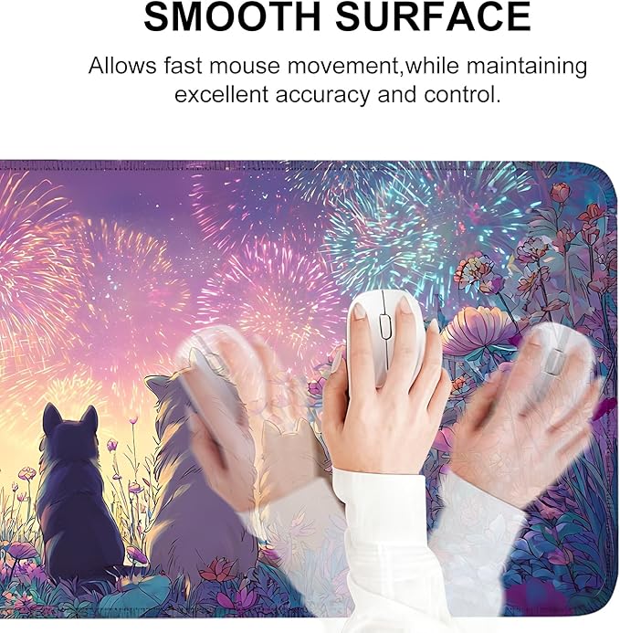 Mouse Pad, Large Anti-Slip with Stitched Edges Desk Mat Desktop Laptop Computer Desk Keyboard Mat,Table Protector Blotter Mat (Dog, 31.5" x 11.8")