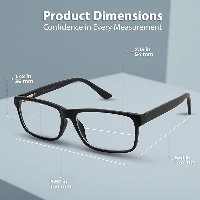 BLUE CUT Blue Light Blocking Glasses for Men and Women – Anti-Fatigue Computer Gaming Glasses to Reduce Eye Strain, Black, 1.50 Magnification