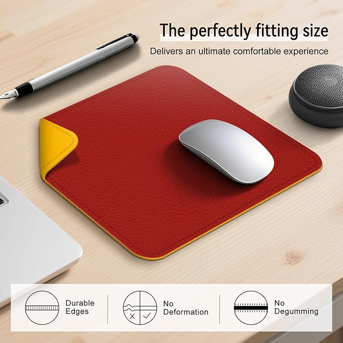 Dual Sided Leather Desk Mat - Waterproof Desk Pad - Ideal for Large Mouse Pad and Desk Mats on Top of Desks (red, 11"*8")