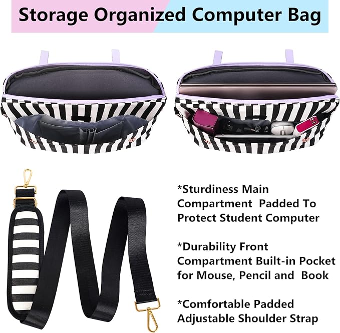 MATEIN Laptop Tote Bag for Women, 15.6 inch Cute Computer Sleeve Case Briefcase with RFID Pocket for Nurse Teacher, Lightweight Messenger Carrying Shoulder Handbag, Sister Gift for Office Work, Purple