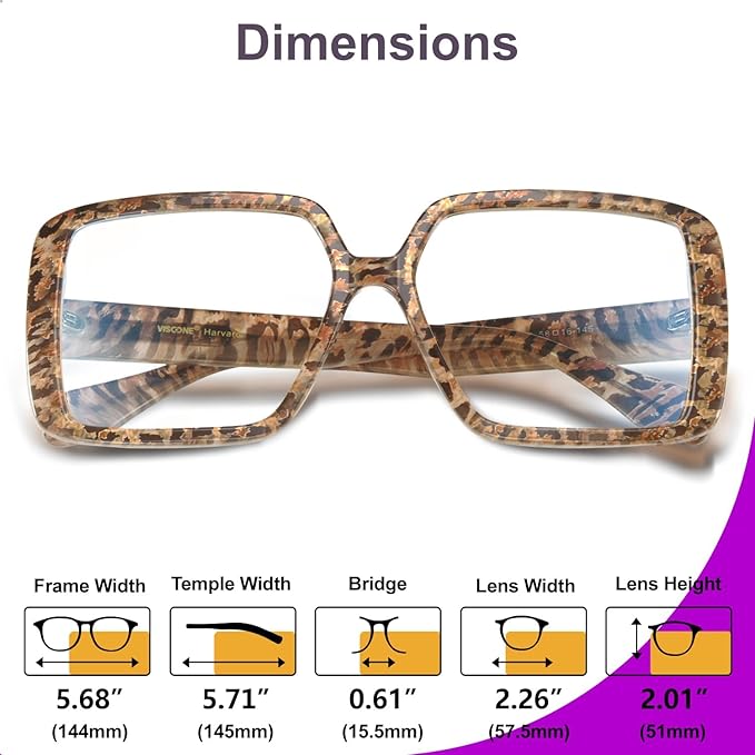 VISOONE Oversized TR90 Blue Light Blocking Glasses Fashion Accessories Non Prescription for Women Harvard
