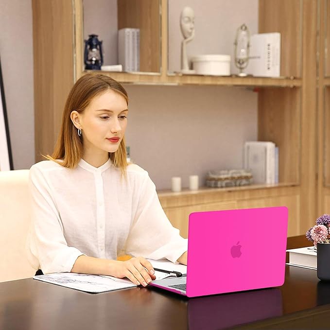 MOSISO Compatible with MacBook Air 13 inch Case M1 Chip 2021-2018 Release A2337 A2179 A1932, Plastic Hard Shell&Keyboard Cover&Screen Film&Storage Bag for MacBook Air 13.3 inch Case, Bright Rose