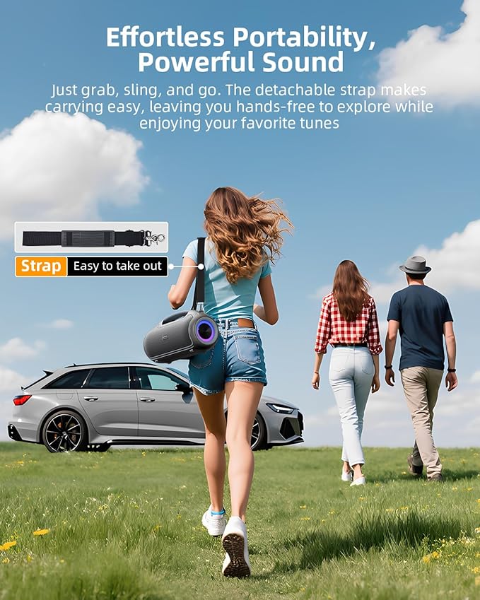 Upgrade Portable Bluetooth Speakers Wireless, 200W MAX Loud Powerful Speaker w/Deep Bass, IP65 Waterproof/ BT5.4, for Outdoor, Party, Camping, Tailgating, Beach, Large Workshop, Garage, 24H Playtime