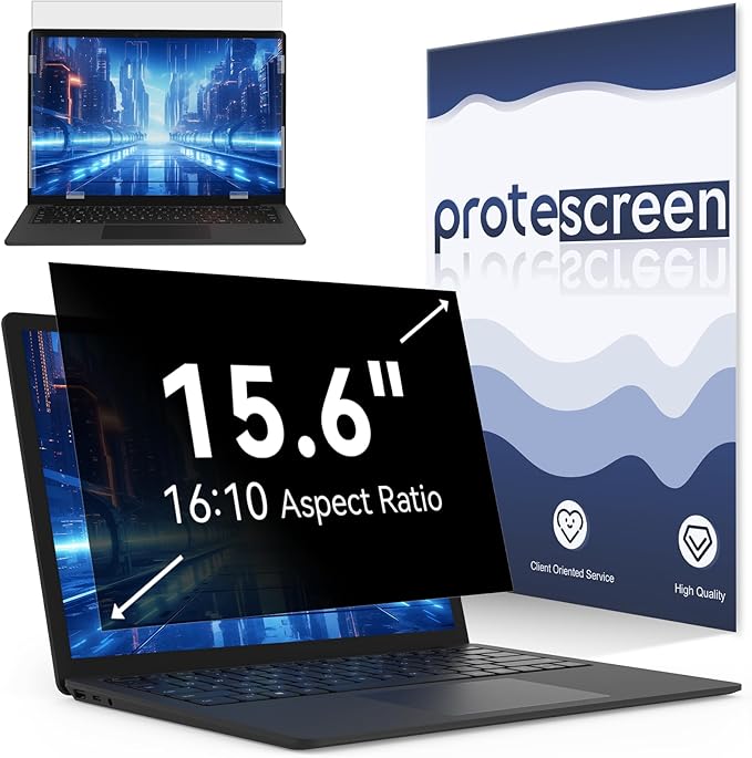15.6 Inch Laptop Privacy Screen Compatible with HP/Dell/Acer/Samsung/Asus/Lenovo/Toshiba,16:10 Aspect Removable Anti Glare Blue Light Filter Protector, 15.6in Laptop Privacy Screen Shield