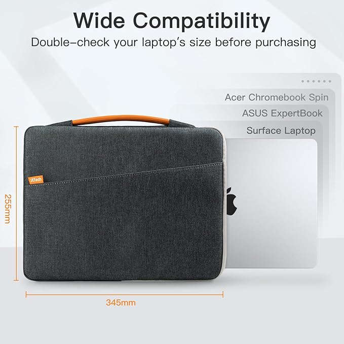 JETech Laptop Sleeve for MacBook Neo (A18 Pro), 13-14Inch MacBook Air/Pro (M1-M5, 2020-2026), Waterproof Bag with Portable Handle and Pocket, Compatible with 13-13.6 Inch Notebook (Dark Grey)