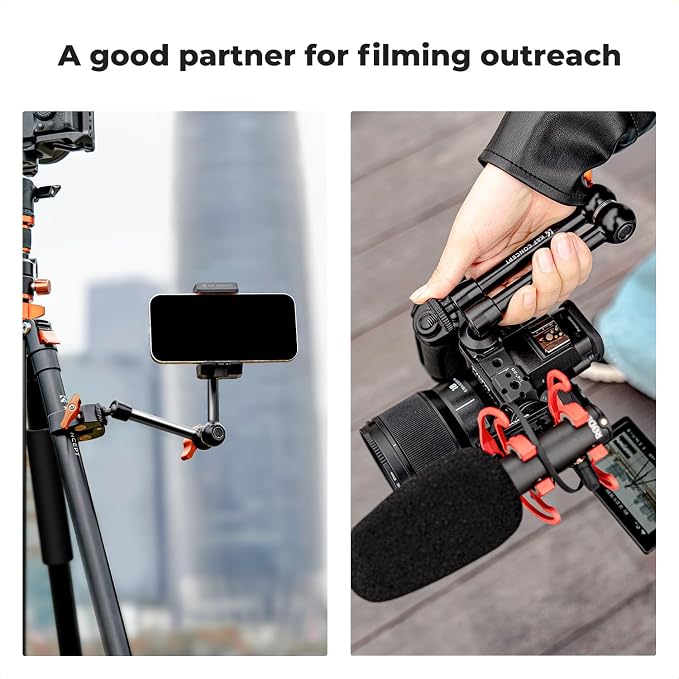 K&F CONCEPT 9.8" Magic Arm, 1/4" Screw Camera Mount Arm 360° Ball Heads for DSLRs, Monitor, Flash, LED Light, Microphone, Camera Cage, Action Camera - Image 5