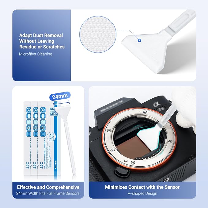 Upgraded Camera Sensor Cleanning Kit with Bright Built in Light Cleaner Handle & 10PCS 24MM Full Frame Sensor Cleaning Swabs & Sensor Cleaning Solution for Full-Frame Sensor CCD and CMOS Sensors Clean - Image 3