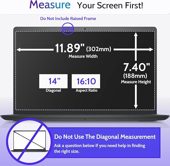 3 Pcs 14 Inch Anti Blue Light Screen Protector Compatible With Lenovo Hp Dell Acer Asus Samsung etc Laptop-16:10 Aspect, 14" Computer Monitor Glare Filter Uv Blocker Shield Cover Eye Protection Film
