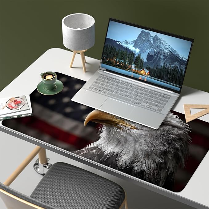 Mouse Pad, Large Anti-Slip with Stitched Edges Desk Mat Desktop Laptop Computer Desk Keyboard Mat,Table Protector Blotter Mat (Eagle, 35.4" x 15.7")