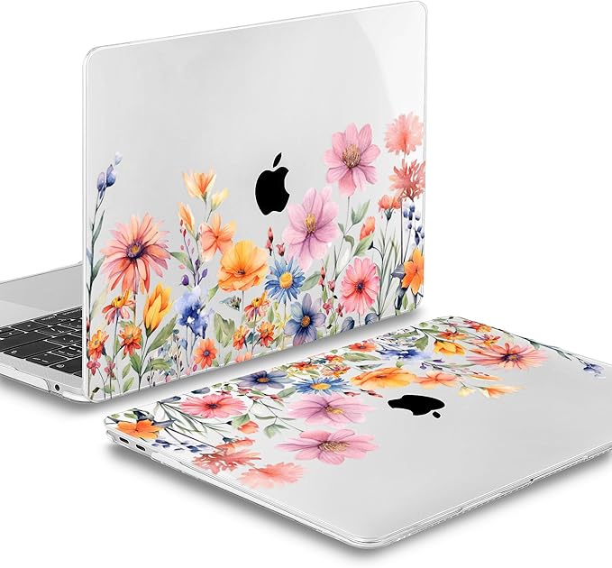 Mektron for MacBook Air 13 inch Case 2021-2018 Release A2337 M1 A2179 A1932, Plastic Hard Shell Case Only Compatible with MacBook Air 13 inch Retina Fits Touch ID, Floral P165
