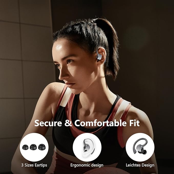 sprtoybat Wireless Earbuds, 2026 New Bluetooth 5.4 Headphones Sport Earphones with 68Hrs Playtime LED Display ENC Noise Cancelling Mic, IPX7 Waterproof Over Ear Ear Buds with Hook for Sports/Running