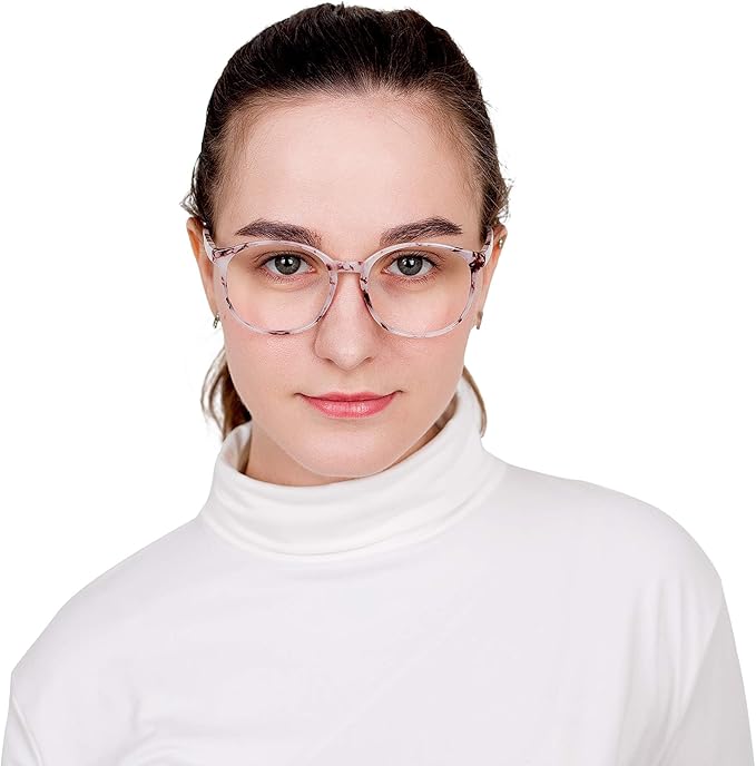 LifeArt Round Blue Light Blocking Glasses, Computer Glasses, Gaming Glasses, TV Glasses for Women Men (Marble, 1.50 Magnification)
