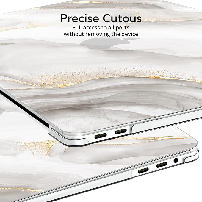 BELKA Compatible with MacBook Pro 13 inch Case M2 2025 2024 2023 2022-2016 A2338 M1 A2251 A2289 A2159 A1989 A1708 A1706, Plastic Hard Shell Case + Keyboard Cover +Screen Protector, White Marble
