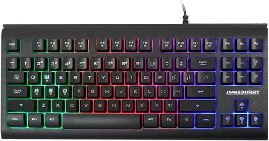 Lumsburry Computer Keyboard, 87 Keys Compact Wired USB Keyboard with Rainbow LED Light Up Backlit for PC Gaming Laptop Teclado Gamers Office Working