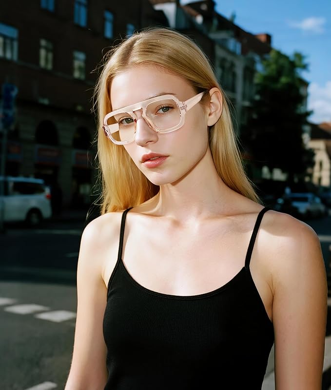 MEETSUN Oversized Retro Square Aviator Computer Blue Light Blocking Glasses for Women Men Fashion Fake Eyeglasses