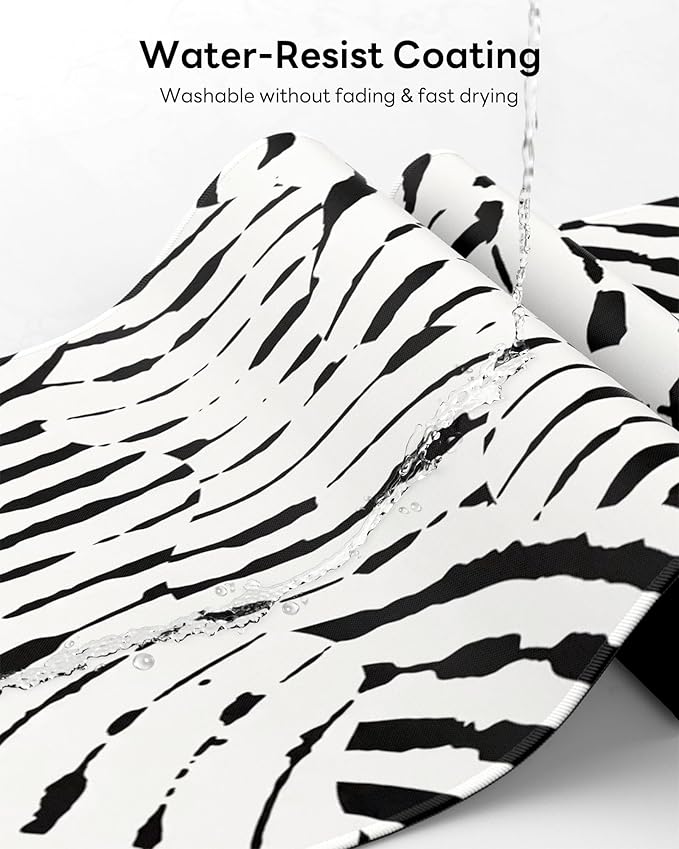 XL Gaming Mouse Pad, 31.5x15.7'' Large Desk Mat with Anti-Slip Rubber Base & Stitched Edges for Gaming, Office, Home - Tiger Stripes
