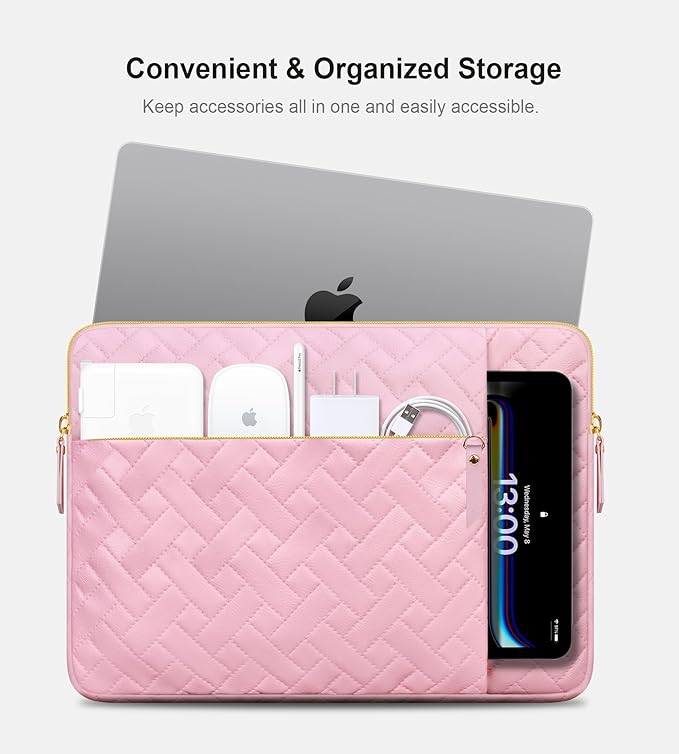Lacdo Laptop Sleeve Case for 14 inch New MacBook Pro M5 Pro/Max A3426 A3427 (2026), M5/M4/M3/M2/M1 A3434 A3112 A3401 A3185 A2918 A2992 A2779, 13.8 inch Surface Laptop 7th Computer Bag, Sakura Pink