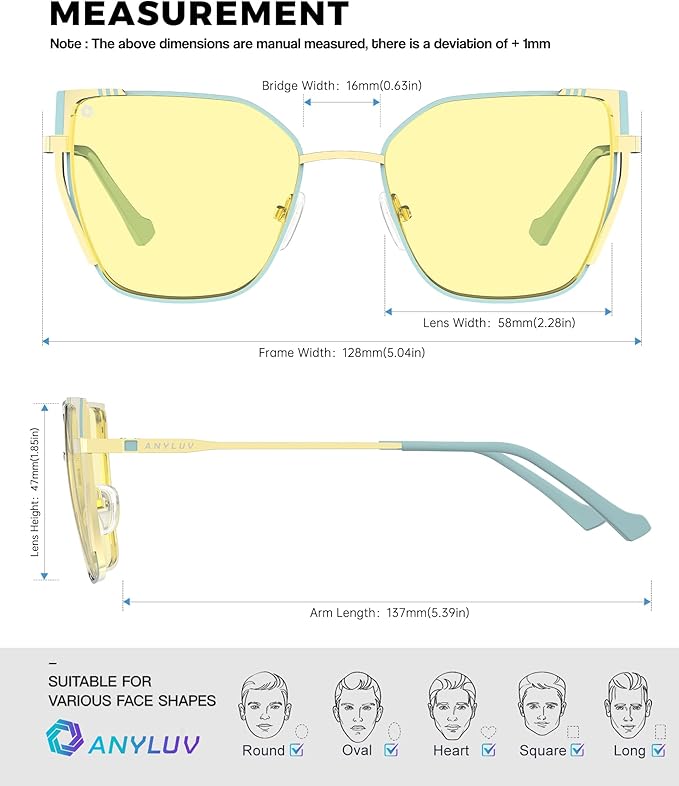 ANYLUV Blue Light Glasses for Woman Men, Womens Blue Light Blocking Glasses Computer Glasses Anti Eyestrain