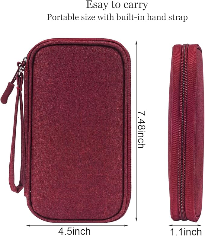 Electronic Cord Organizer Travel Case, Electronic Organizer Pouch Bag, Cable Organizer bag Pouch Electronic Accessories Case for Cable, Cord, Charger, Phone, Power Bank, Earphone (Wine Red)